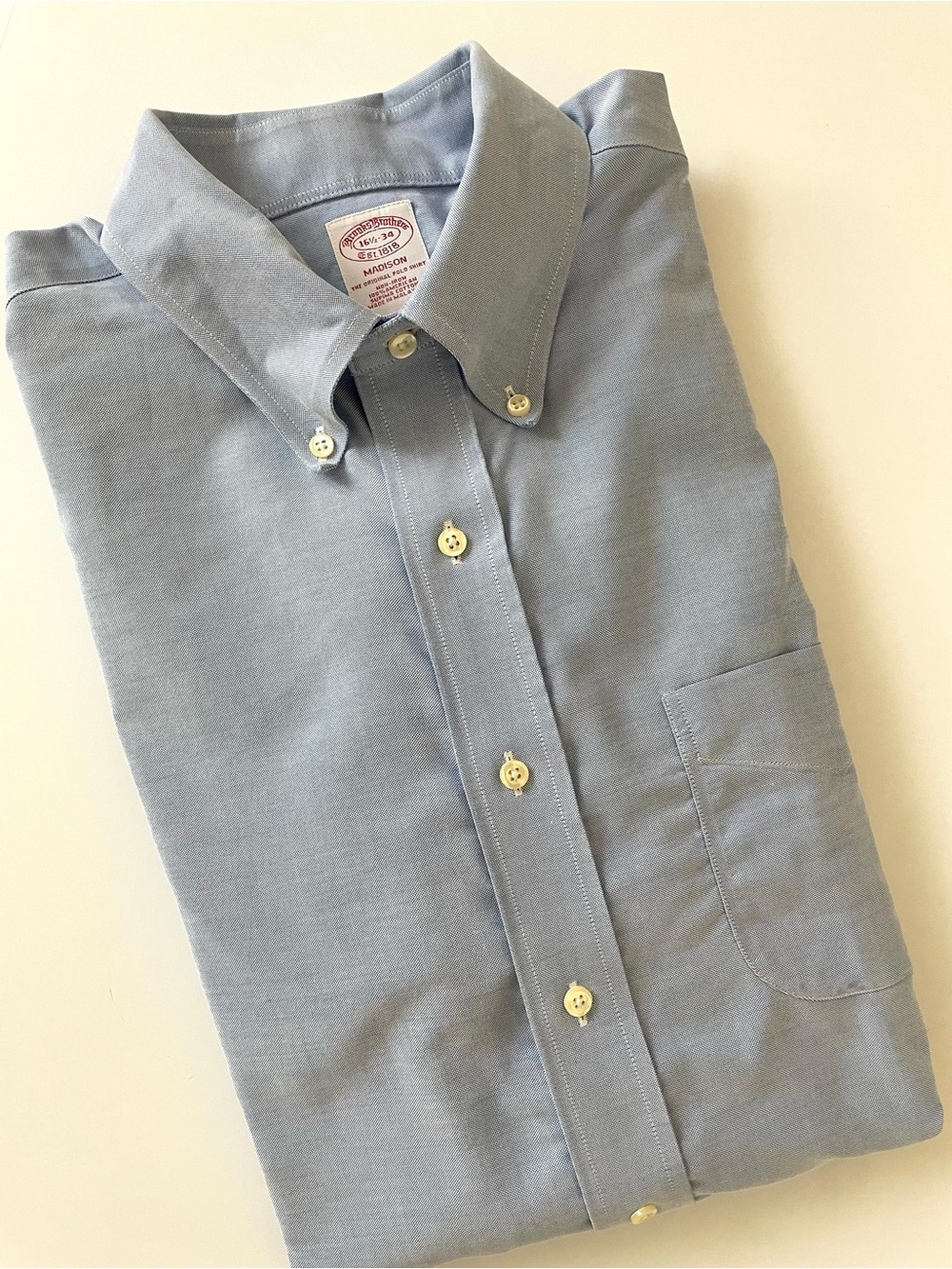 Brooks Brothers Madison Pale Blue Button-Down Oxford Dress Shirt